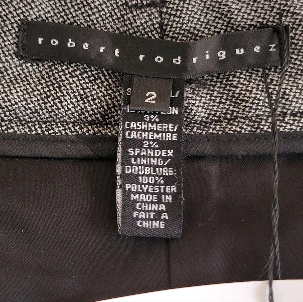Women's Sz 2 Robert Rodriguez Gray/Black Tweed Cashmere Wool Blend Trousers NWT - Picture 10 of 15